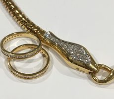 K18 金製チョーカー ダイヤ付きリング